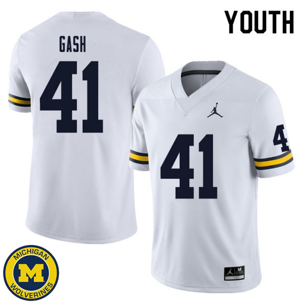 Youth Michigan Wolverines #41 Isaiah Gash White High School Jersey